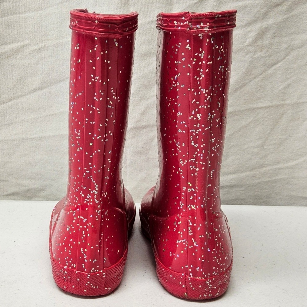 Hunter Rain Boots Kids Size 10/11 Pink Glitter Waterproof Wellington Boots - Picture 2 of 7
